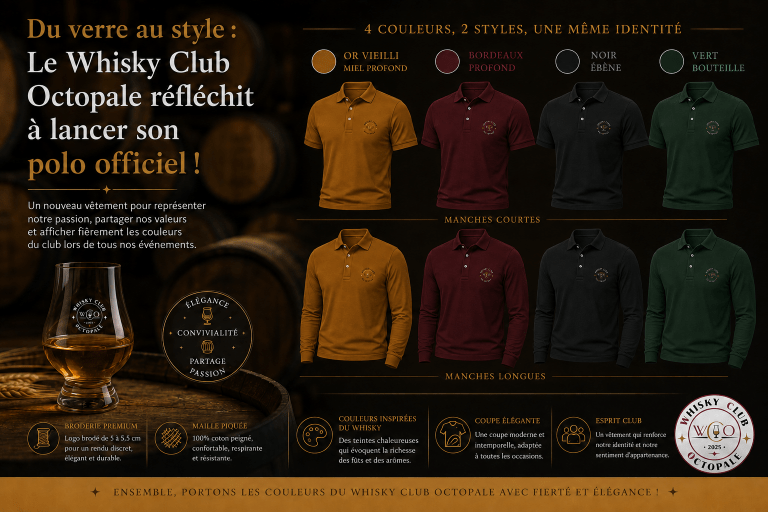 Du verre au style : le Whisky Club Octopale réfléchit à lancer son polo officiel !